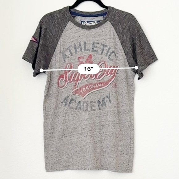 Superdry Athletics Yokohama Raglan Heather Gray Short Leave Tee Size M - Picture 9 of 10